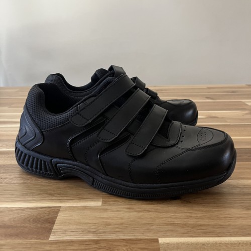 Orthofeet Biofit 651 Black Leather Men’s Hook Loop Diabetic Walking Shoes 12XW