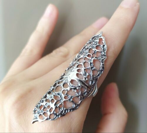 Armenian Spirit Large Ring Women Sterling Silver 925 Full finger cover armor NEW