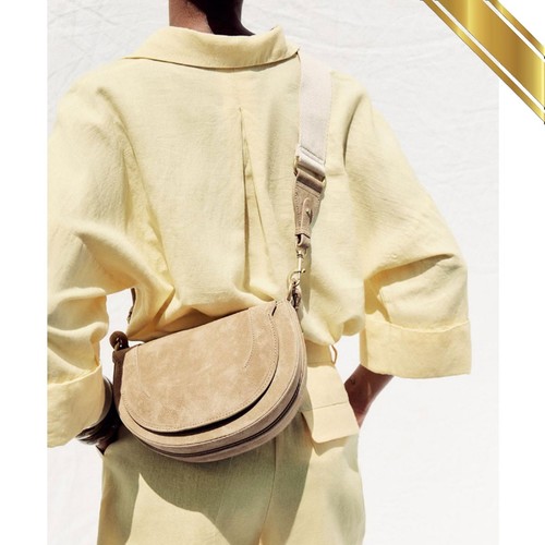 Zara 2025 Luxury Leather Double Strap Crossbody Bag Sand Brown   Zara Original