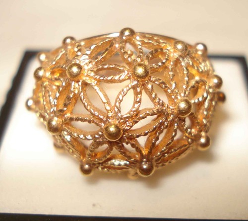 Vntg 1979 Avon Gold Tone Spun Blossoms Flower Filigree Size 7 1 2 Jewelry Ring