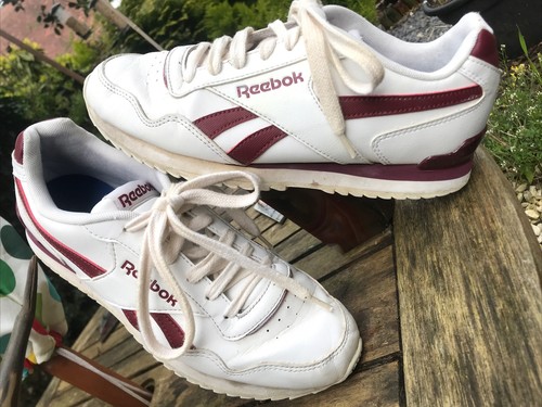 Scarpe da ginnastica classiche vintage retrò REEBOK 1Y 3001 UK6 bianche bordeaux