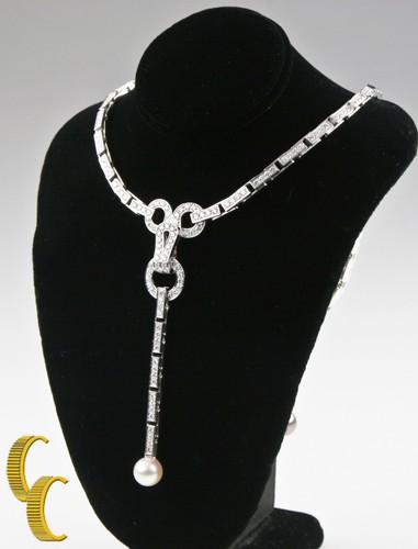 Cartier Diamante E Perla Agrafe 18k Oro Bianco Raro  Vintage Collana Ciondolo