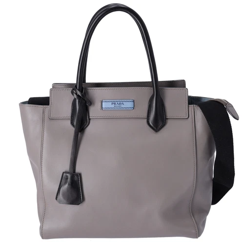 Borsa Prada City Etiquette in pelle di vitello grigia