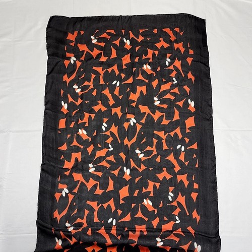 Gucci Silk Chiffon Floral Stole Black Orange 194cm x 64cm U