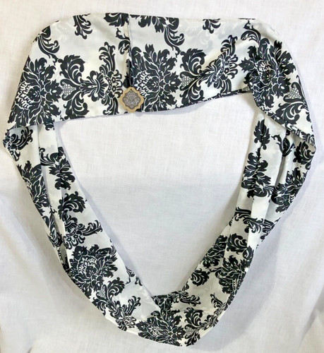 CHANEL Coco + Carmen Infinity Scarf Black and White Floral Filigree New With Tags