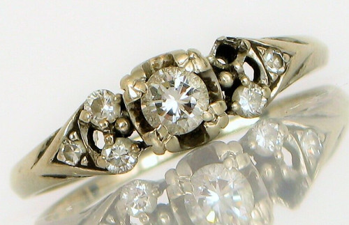 VINTAGE BEAUTIFUL DESIGNER SIGNED MONROS GOMEZ 14K WHITE GOLD DIAMOND RING S6.25