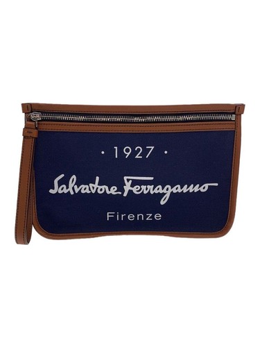 Salvatore Ferragamo Clutch Bag Navy Plain U