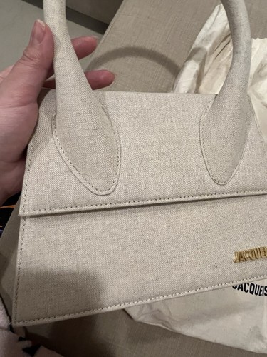 JACQUEMUS Linen Canvas Le Papier 'Le Grand Chiquito' Top Handle Bag