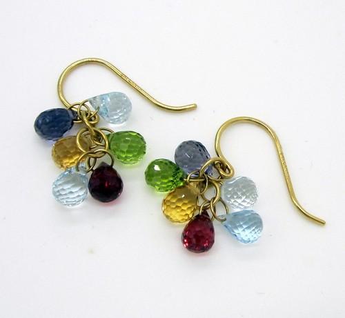 TIFFANY & CO. Orecchini peridoto Tiffany & Co Oro 18k Briolette Acquamarina Rodolite Citrino
