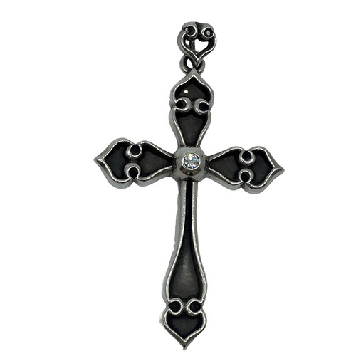 CHROME HEARTS Ciondolo originale cuori cromati vanga croce diamante superiore argento sterling #36633797