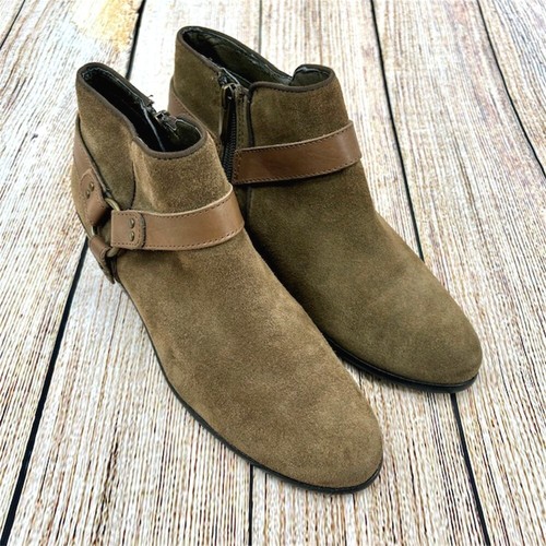 Stivaletti Sam Edelman Phoenix donna taglia 7 M verde oliva scamosciati zip laterale