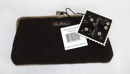 Portafoglio pochette VERA BRADLEY Kisslock   microfibra marrone espresso nuovo con etichetta