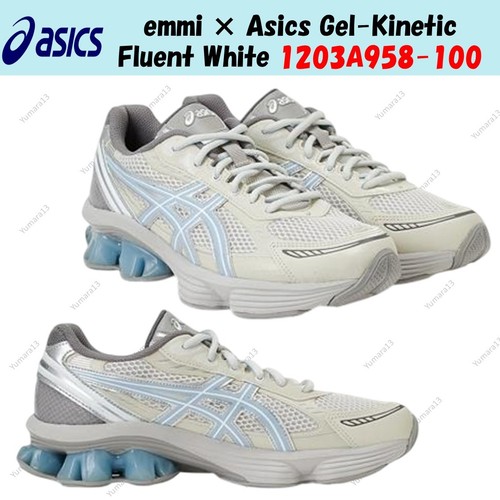 emmi × Asics Gel Kinetic Fluent White 1203A958 100 Men's Size