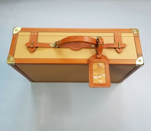 IL BISONTE ATTACHE BRIEFCASE IN NATURAL CARAMEL COWHIDE VACCHETTA LEATHER ITALY