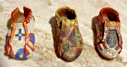 NATIVE SHOES Indian Mini Resin Moccasins 3" Home Table Accent Native Decor Southwestern