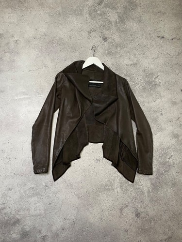 Giacca di pelle asimmetrica All Saints Spitalfields stile Rick Owens taglia S