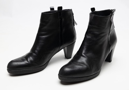 Women's Stuart Weitzman Black Leather Ankle Boots High Heels Shoes Size US 5.5 M