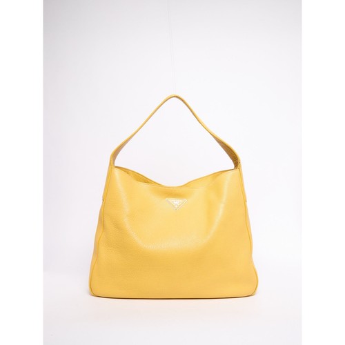 Borsa Prada Hobo in pelle gialla con ciottoli