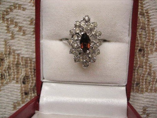 Amber Cluster Ring Rhinestones Size 6.25