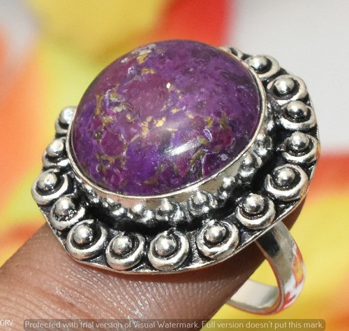 Purple Copper Turquoise Gemstone Ring 925 Silver Plated Us Size 7" U308 E130