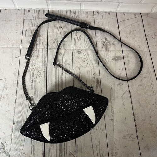 ALDO Rare Vampire Crossbody Purse Fangs Black Glitter Bag Halloween Whimsigoth