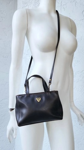 Vintage Guess Mini Small PVC Brown Zipper Tote Crossbody Bag