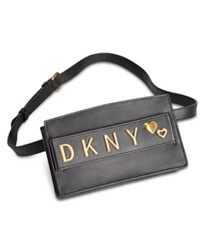 DKNY Borsa da cintura in pelle nera fumo L46817