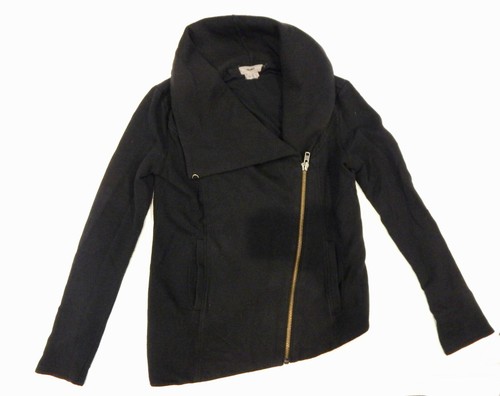 Helmut by Helmut Lang Women's Black Fleece Asymmetrical Hooded Jacket Size Small