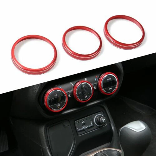 Air Condition Switch Button Knob Trim Decor Ring for Jeep Renegade 2015 2017 Red