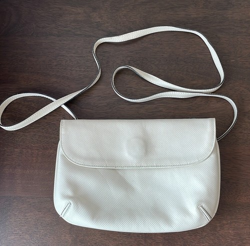 Borsa a tracolla vintage anni 80 Bottega Veneta in pelle avorio con specchio originale