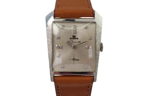 LeCoultre Asymmetrical 14k White G Diamond Markers Ref 2406 c. 1950s
