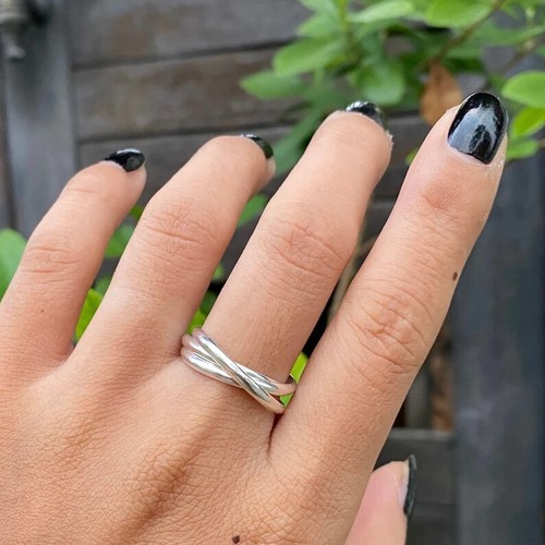interlocking Rolling 925 Sterling Silver Band& Statement Handmade Ring All Size
