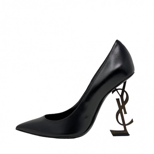 SAINT LAURENT (YSL) Décolleté Saint Laurent Opyum 110 in pelle nera YSL tacco   Taglia 37 5 o US 7 5
