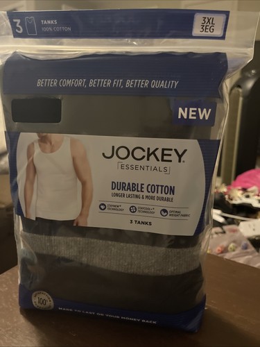 Jockey Essentials Mens Black  Gray Tanks 3 Pack Size 3XL New