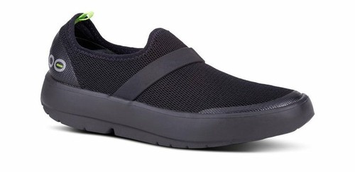Oofos OOmg Fibre Low Shoes Recovey Mesh Slip On Black Lightweight Men's Size 10