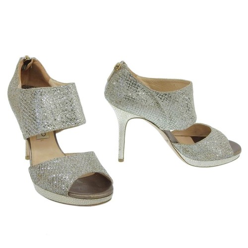 Jimmy Choo decolte tacco EU 38 5 glitter argento x oro alto dal Giappone 99765K Auth