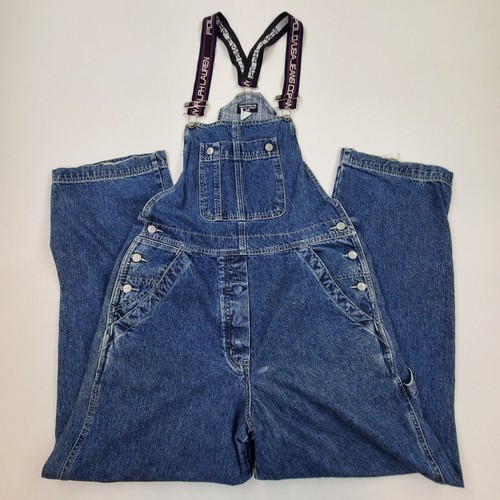 Vtg 90s Ralph Lauren Polo Jeans Co Carpenter Bib Suspender Overalls Men’s Large