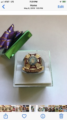 New Men’s Heavy Solid Stainless Steel “ VFW Life Member Crest” Ring