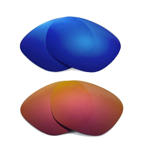 Walleva Two Pairs Polarized Lenses For Oakley Garage Rock   Fire Red + Ice Blue