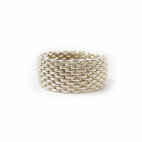 Tiffany Co. Somerset Mesh Silver Ring US 5 Women’s 8.34g U