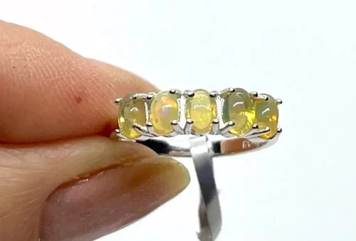 New Sterling Silver Natural Australian Opal Ring   Size L M (US 6   6 1 2)