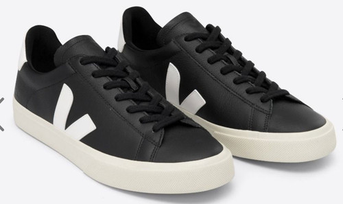VEJA CAMPO CHROMEFREE LEATHER BLACK WHITE MENS SNEAKERS UK4 RRP £140 #E69Z