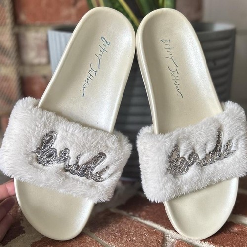 Sandali da sposa addio al nubilato di Betsey Johnson taglia 7 8 matrimonio da sposa