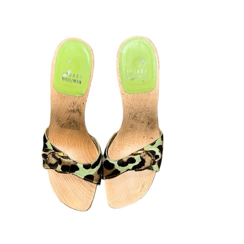 Scarpe Stuart Weitzman verde pelo di cavallo stampa animalier legno 7 1 2