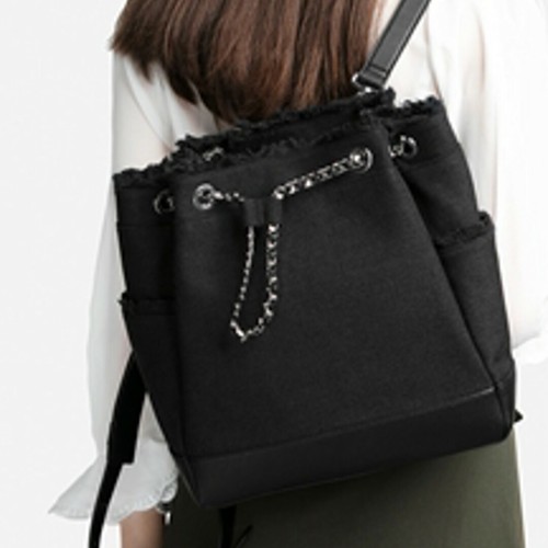 Charles & Keith luxury brand Women Fabric Leather Black Backpack Brand fashion