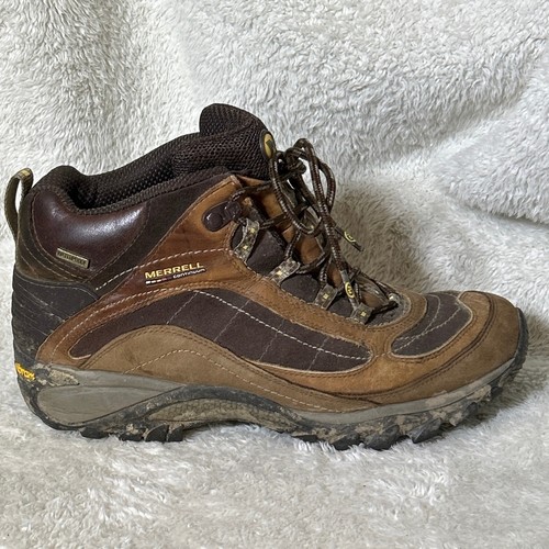 Merrell Continuum Boots 10 Brown Waterproof Vibram Soles READ
