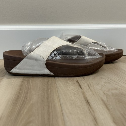 Fitflop Women’s Cream Beige Micro Wobble Board Sandals Thongs Flip Flips Size 7