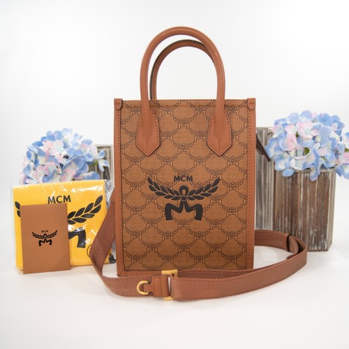 MCM Himmel Lauretos Coated Canvas Leather Mini Crossbody Satchel Tote Bag NWT