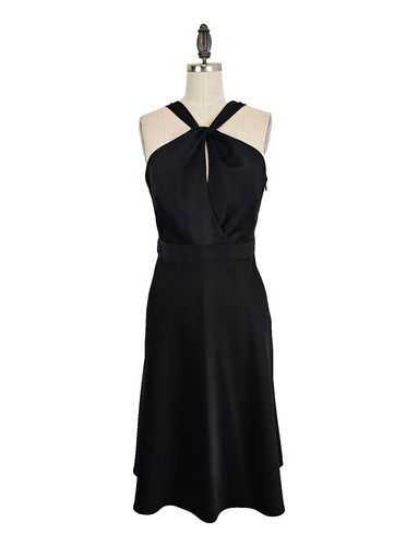 Abito J Crew Sinclair Halter taglia 4 nero festa cocktail sera fuori San Valentino