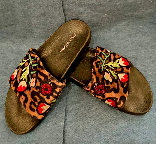 Sandali STEVE MADDEN stampa leopardata floreale e impreziositi slide us 8 S M